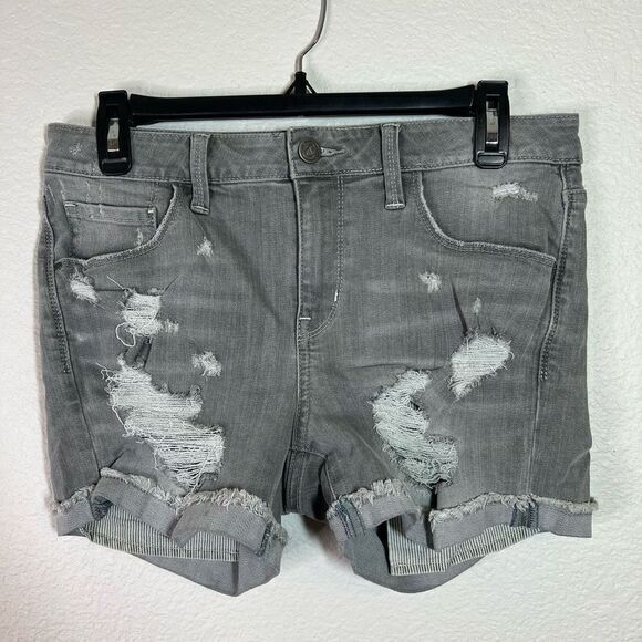 Treasure Bond Women's Distressed Jean Shorts Stretch Cuffed Cutout Gray Size 26 - Picture 1 of 8